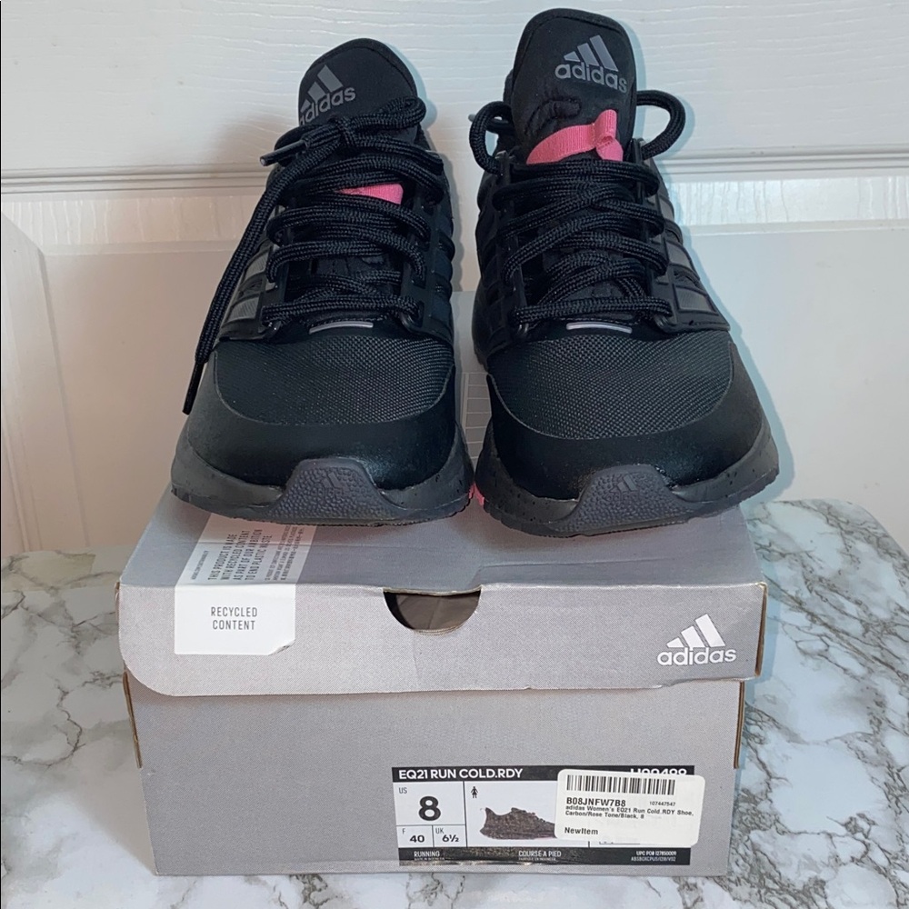 Adidas Carbon and Rose Tone Black Running Shoes EQ21 Run Cold.RDY Size 8